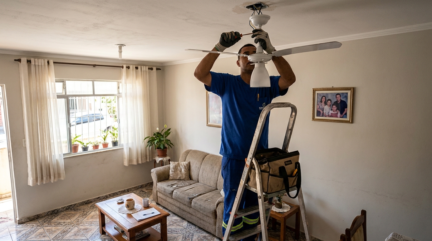 Instalacao de ventilador de teto residencial em Vitória da Conquista‑BA